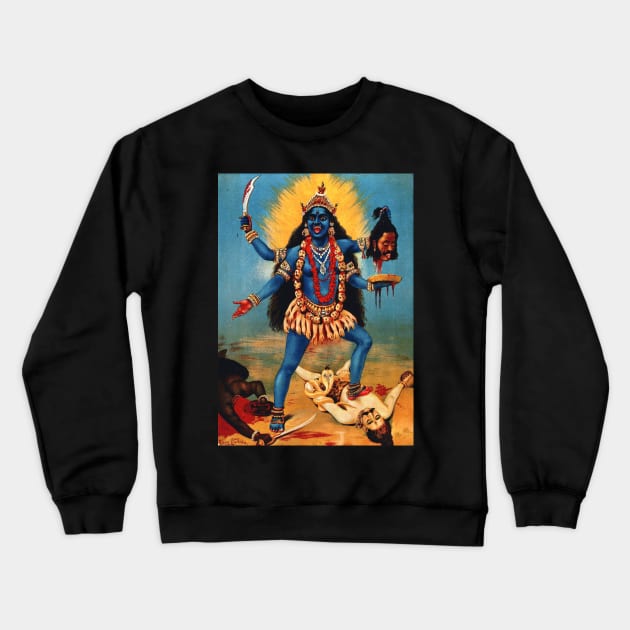 Kali trampling Shiva Crewneck Sweatshirt by kaliyuga